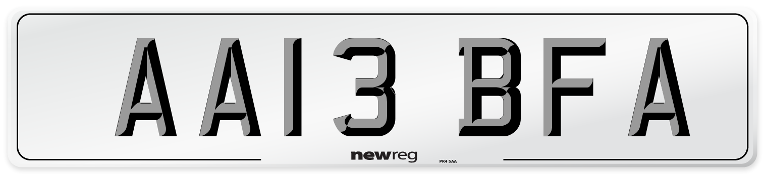 AA13 BFA Number Plate from New Reg